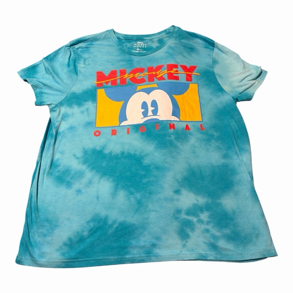 Mickey Mouse Original T Shirt Adult XXL Disney Spellout 90's Colorful Teal